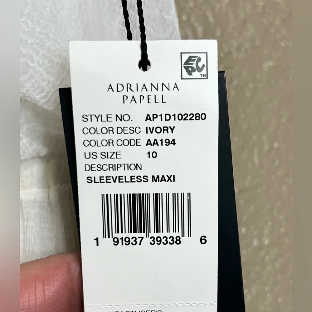 NWT Adrianna Papell Elegant Ivory Chiffon Sleeveless Maxi Dress Boho Vacation - Picture 11 of 15
